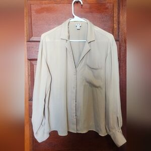Worthington Women's Large Light Tan Button-Front Blouse